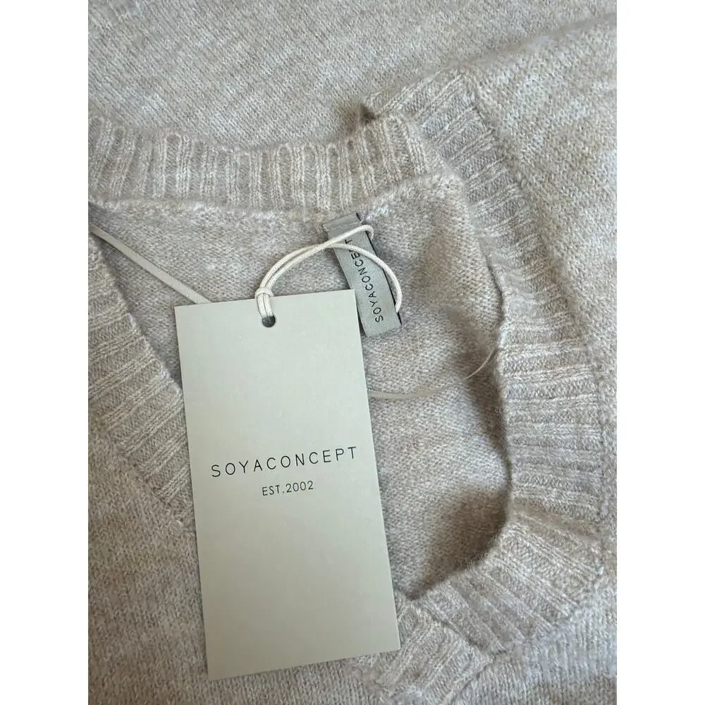 NWT Soya Concept Latte Wool Blend LONG V Neck Vest Size XS #0442